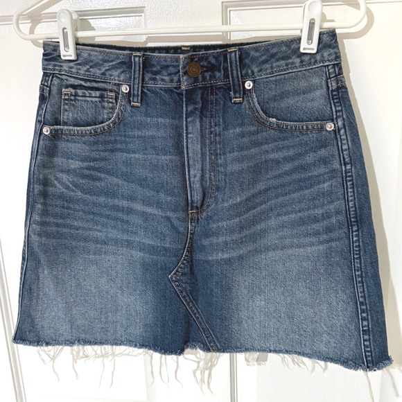 Abercrombie & Fitch Dresses & Skirts - Vintage Abercrombie & Fitch Womens Medium Wash Raw Hem Denim Mini Skirt Size 27